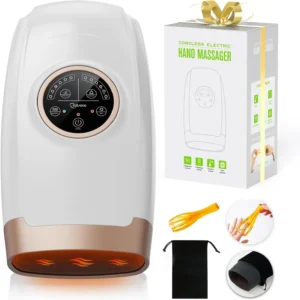 The cotsoco cordless hand massager offers six levels of heat and compression therapy to relieve pain from arthritis and carpal tunnel syndrome in fingers and wrists.