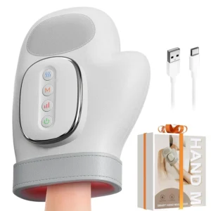 Cordless hand massager with heat compression provides relief for arthritis and carpal tunnel syndrome with multiple massage modes and intensities.