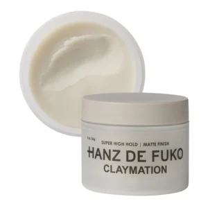 Hanz de Fuko Claymation provides a strong hold and matte finish for creating textured hairstyles and nourishing hair with organic extracts.