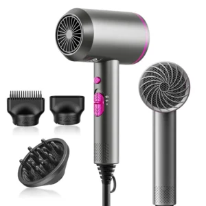 HappyGoo hair dryer delivers powerful, fast drying with negative ions for frizz-free, shiny hair and features multiple heat and speed settings.