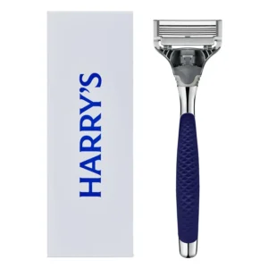 Harry's Winston chrome razor with one 5-blade refill for a close, comfortable shave.