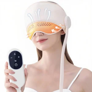 The electric head massager provides scalp massage with heat, offering relaxation and stress relief for the head and eyes.