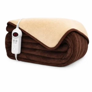 Snuggle up with this ultra-soft, reversible chocolate and cream electric heated throw blanket featuring nine heat and timer settings, a user-friendly digital controller, and overheat protection for safe, cosy warmth.