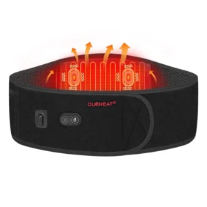 CUEHEAT cordless heated waist belt provides massage and heat therapy for lower back pain relief and muscle tension.