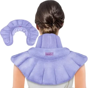 This microwavable REVIX heating pad is designed to provide targeted pain relief for the neck and shoulders with moist heat therapy and aromatherapy.
