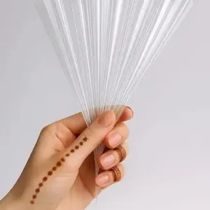 Clear cellophane henna cones, ready to fill with henna paste, icing, or other DIY crafting materials, are shown in a product display.