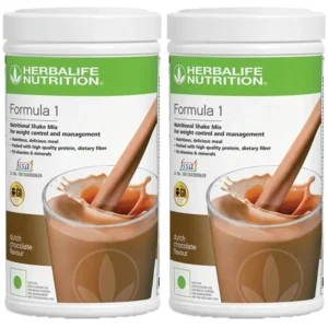Two packs of Herbalife Formula 1 Nutritional Chocolate Shake, 1 kg each, for weight loss with two shakes a day plus one normal meal.