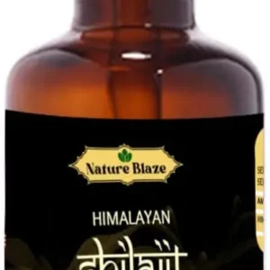 A bottle of NB-Pure organic Himalayan Shilajit drops, harvested at 17,000 ft, known for its purity and potency to support energy and immune health for both men and women.
