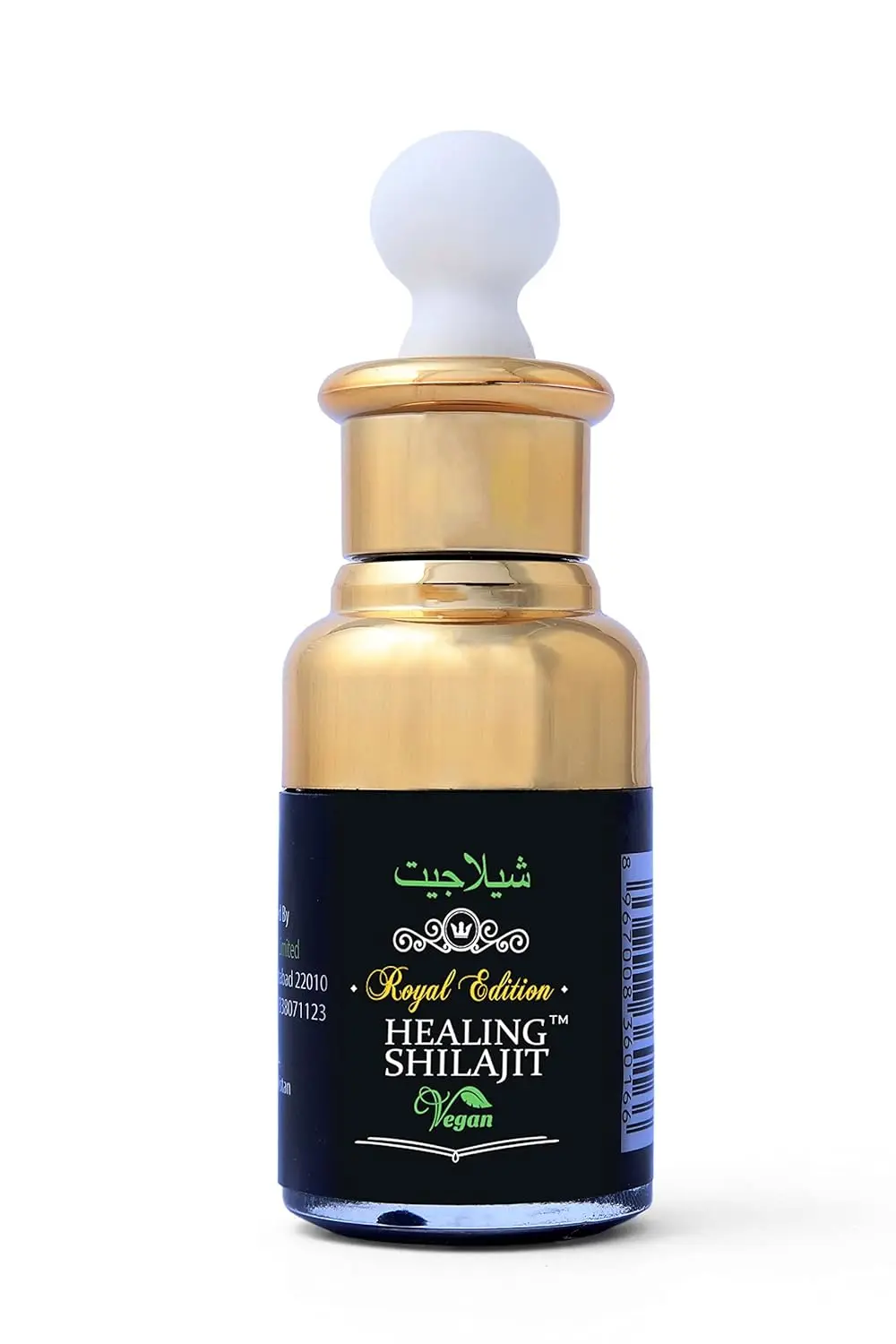 Bottle of pure Himalayan Shilajit drops with fulvic acid and essential minerals for enhanced energy, immune support, and overall vitality.