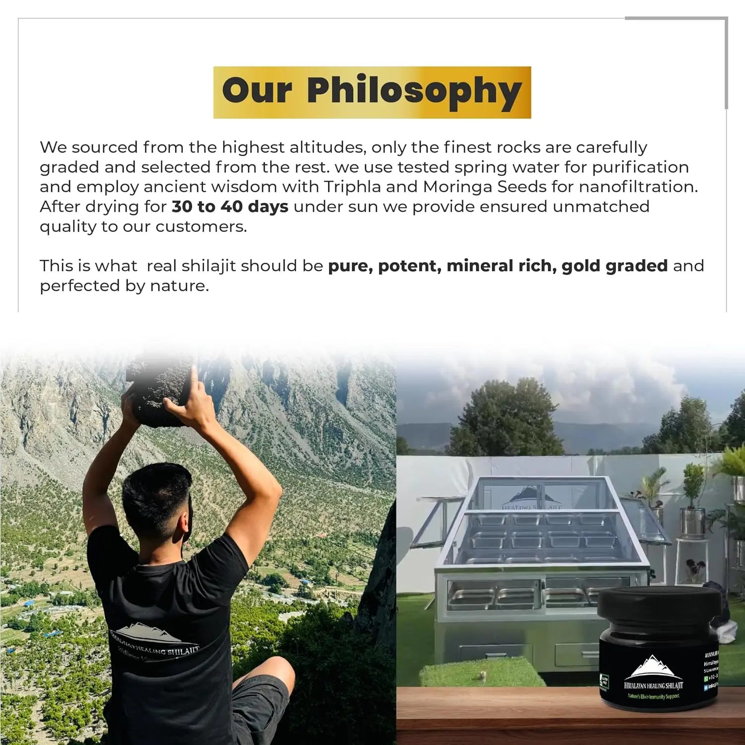 Bottle of pure Himalayan Shilajit drops with fulvic acid and essential minerals for enhanced energy, immune support, and overall vitality.