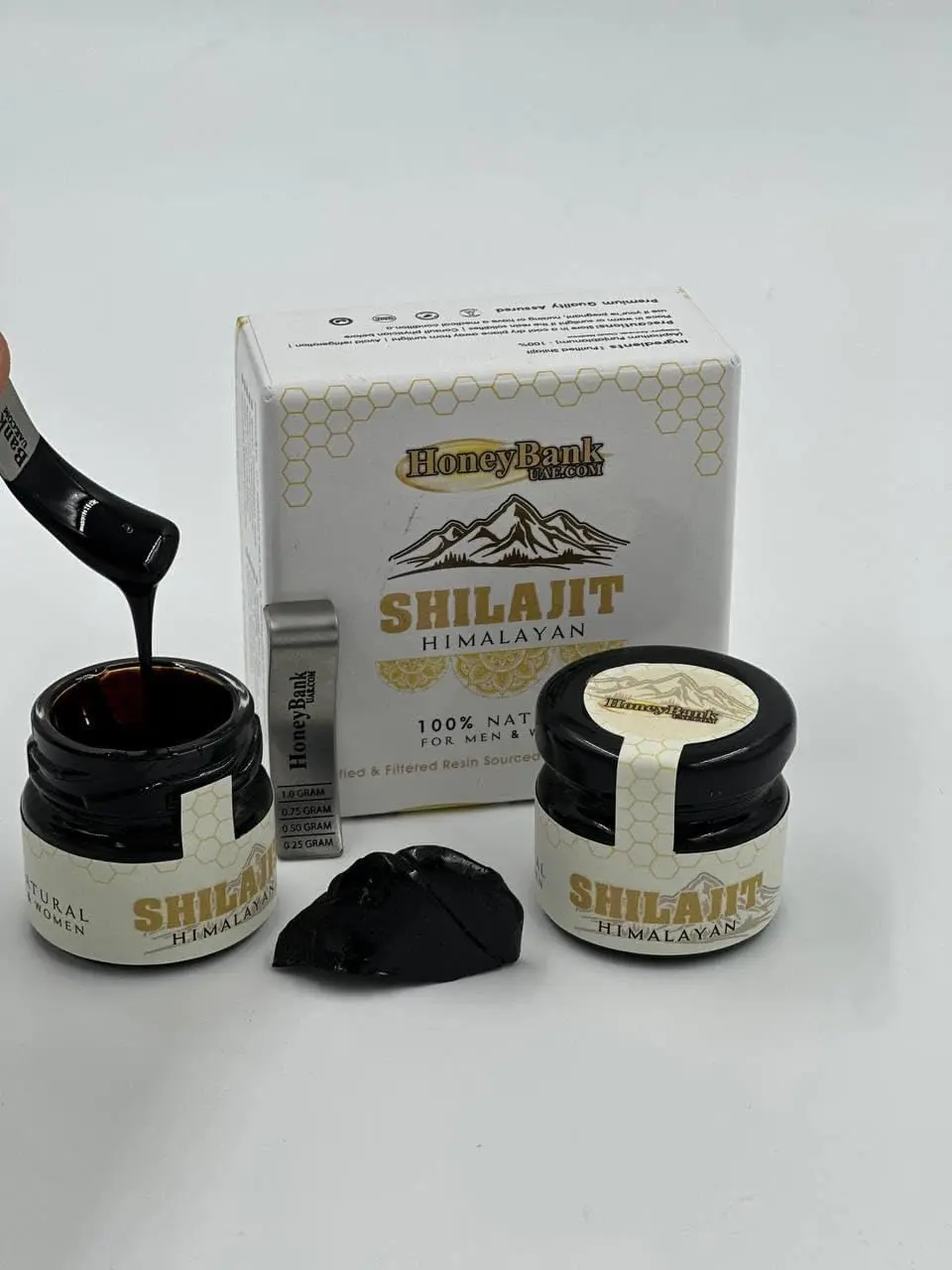 This is an image of Himalayan Shilajit, a pure and organic natural energy booster sourced from the Himalayas, known to strengthen and revitalize.