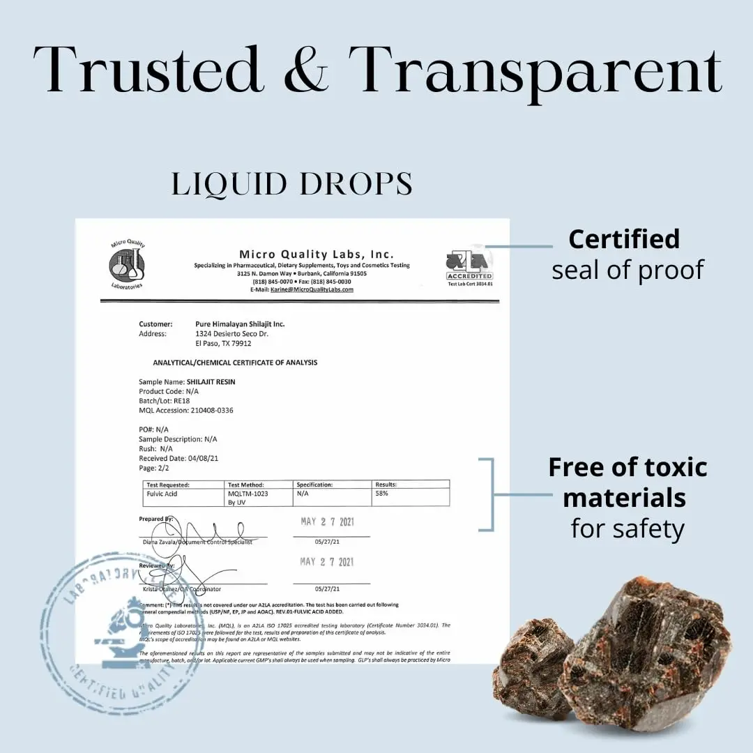 Pure Himalayan shilajit liquid drops, harvested at 16,000 ft, are a rich source of natural fulvic acid and trace minerals for daily health.