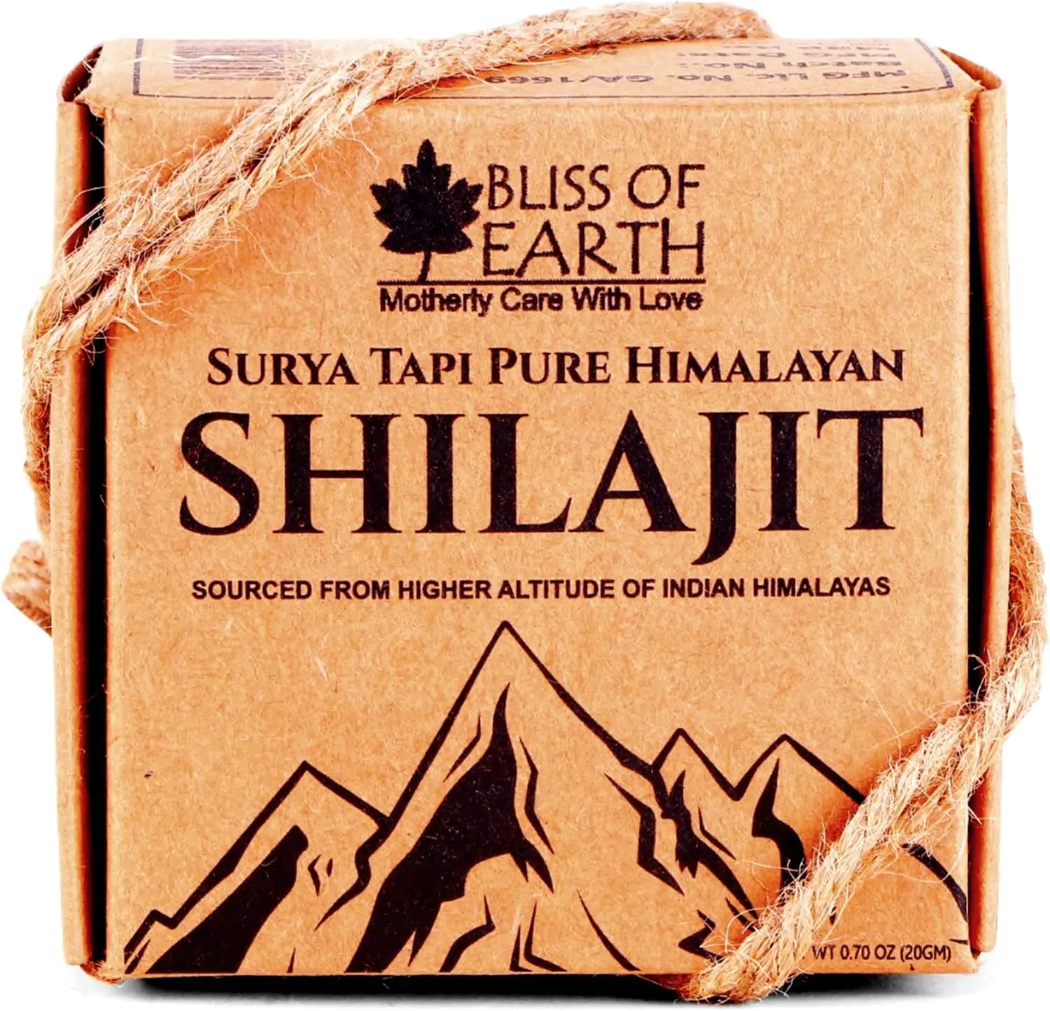 This jar contains Bliss of Earth pure Himalayan Shilajit resin, a natural supplement rich in fulvic acid, traditionally used to support energy, stamina, focus, and nutrient absorption for an active lifestyle.