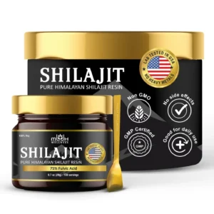 Pure Himalayan Shilajit resin sourced from high altitudes, known for its energy-boosting and revitalizing properties with over 80 trace minerals and fulvic acid.