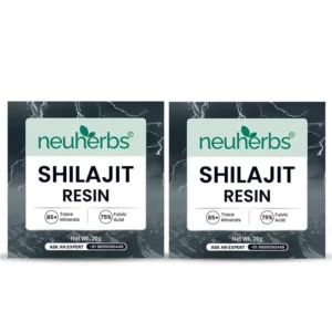 Two jars of neuherbs pure himalayan shilajit resin with 75% fulvic acid, lab tested for quality, promoting endurance, stamina, and strength for men and women, sourced from high altitudes for muscle recovery and energy boost.