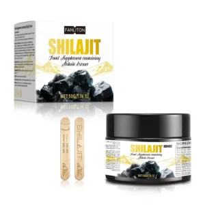 A 50g jar of pure Himalayan Shilajit resin, a natural supplement to help boost energy and revitalize with fulvic acid and over 80 trace minerals.