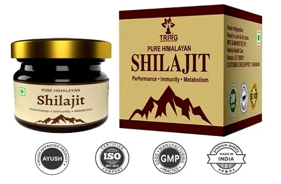 VedriSi Trivang pure Himalayan Shilajit resin, extracted from high-altitude locations, processed with traditional Ayurvedic methods for stamina and strength benefits for both men and women.