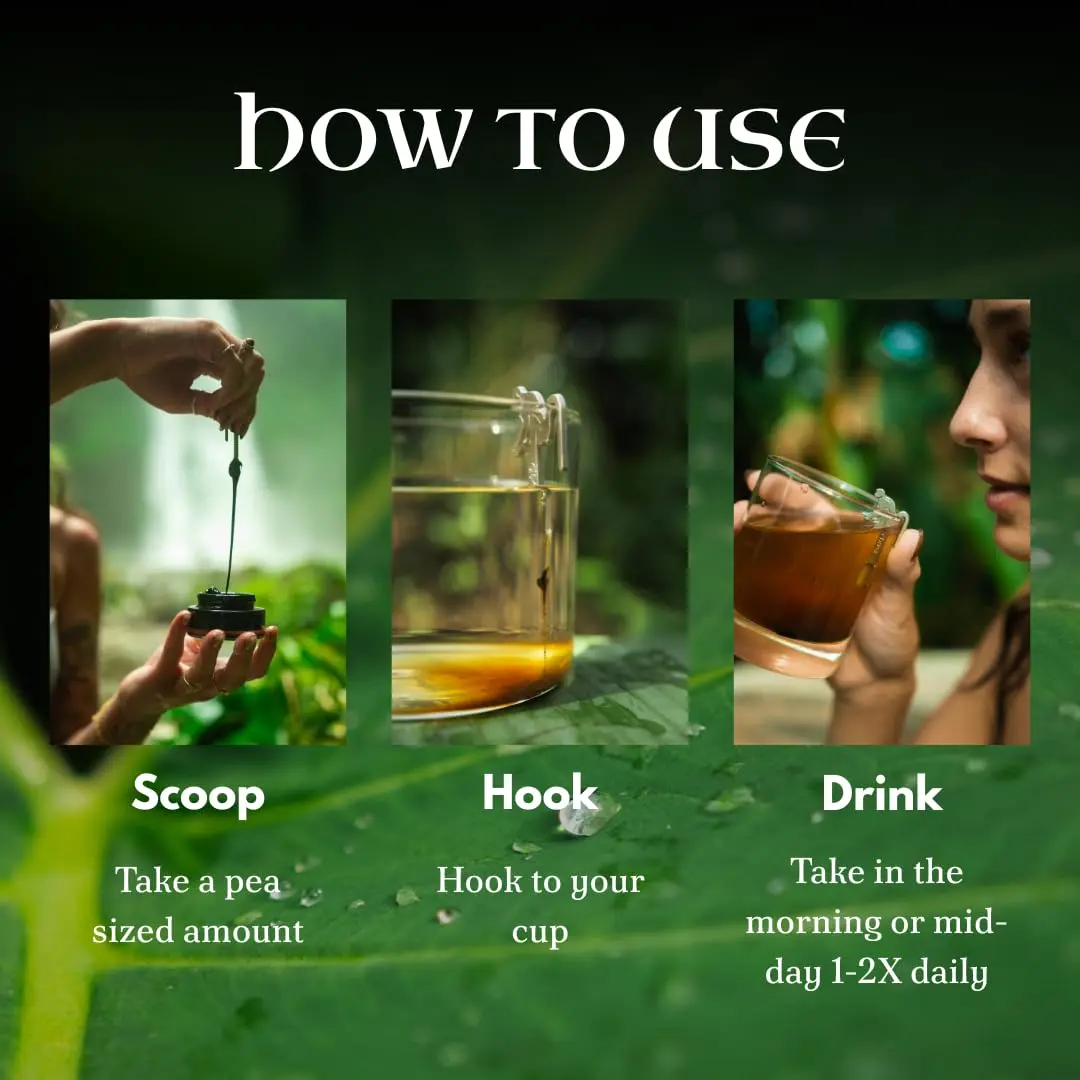 Two jars of Chuga's pure Himalayan Shilajit resin, harvested at 16,000 feet and lab tested for purity with 88.9% fulvic acid content, are shown.