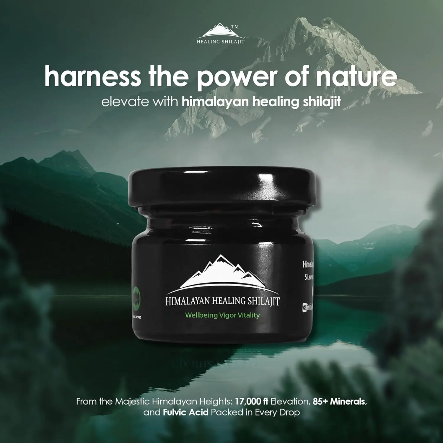 This is a close-up image of sun-dried Himalayan Shilajit resin, ethically harvested and third-party tested for purity, showcasing its rich mineral content and gold quality.