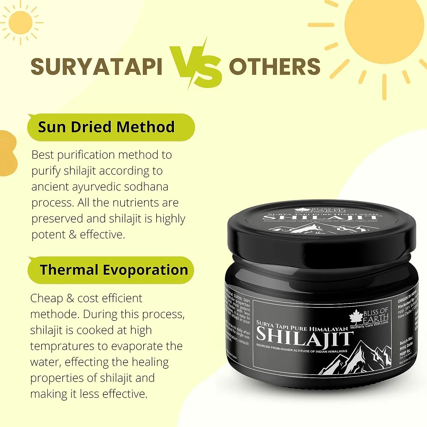 Bliss of Earth sun-dried Himalayan shilajit resin provides natural energy, stamina, focus, and clarity for daily performance.