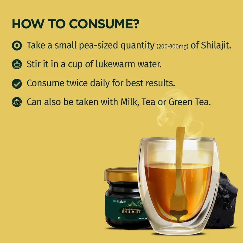 A jar of pure Himalayan Shilajit resin, a natural supplement for men and women to boost stamina and energy, sourced from high altitudes and lab-tested for purity.