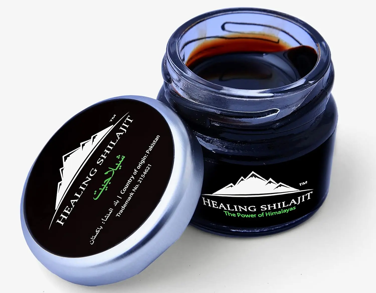 A 30-gram package of pure Himalayan Shilajit, known for its bitter taste and distinctive smell, sourced directly from Gilgit Baltistan Siachen in the Himalayas.