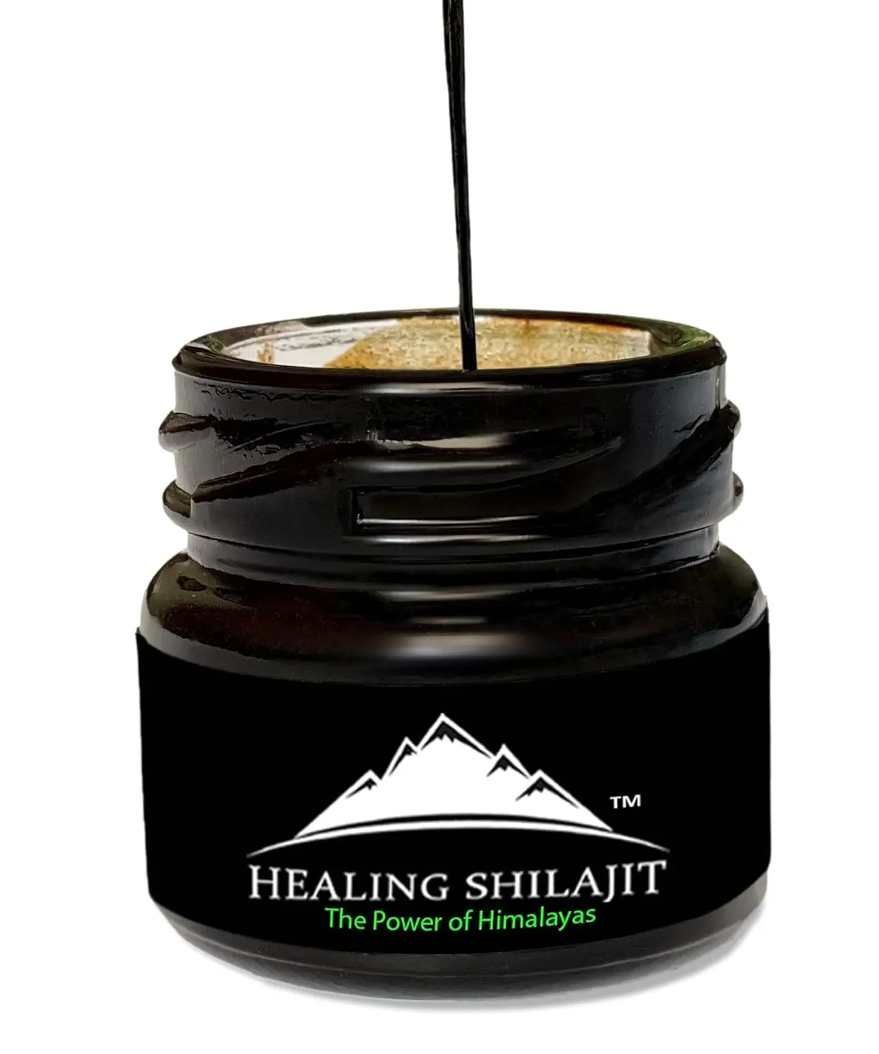 A 30-gram package of pure Himalayan Shilajit, known for its bitter taste and distinctive smell, sourced directly from Gilgit Baltistan Siachen in the Himalayas.