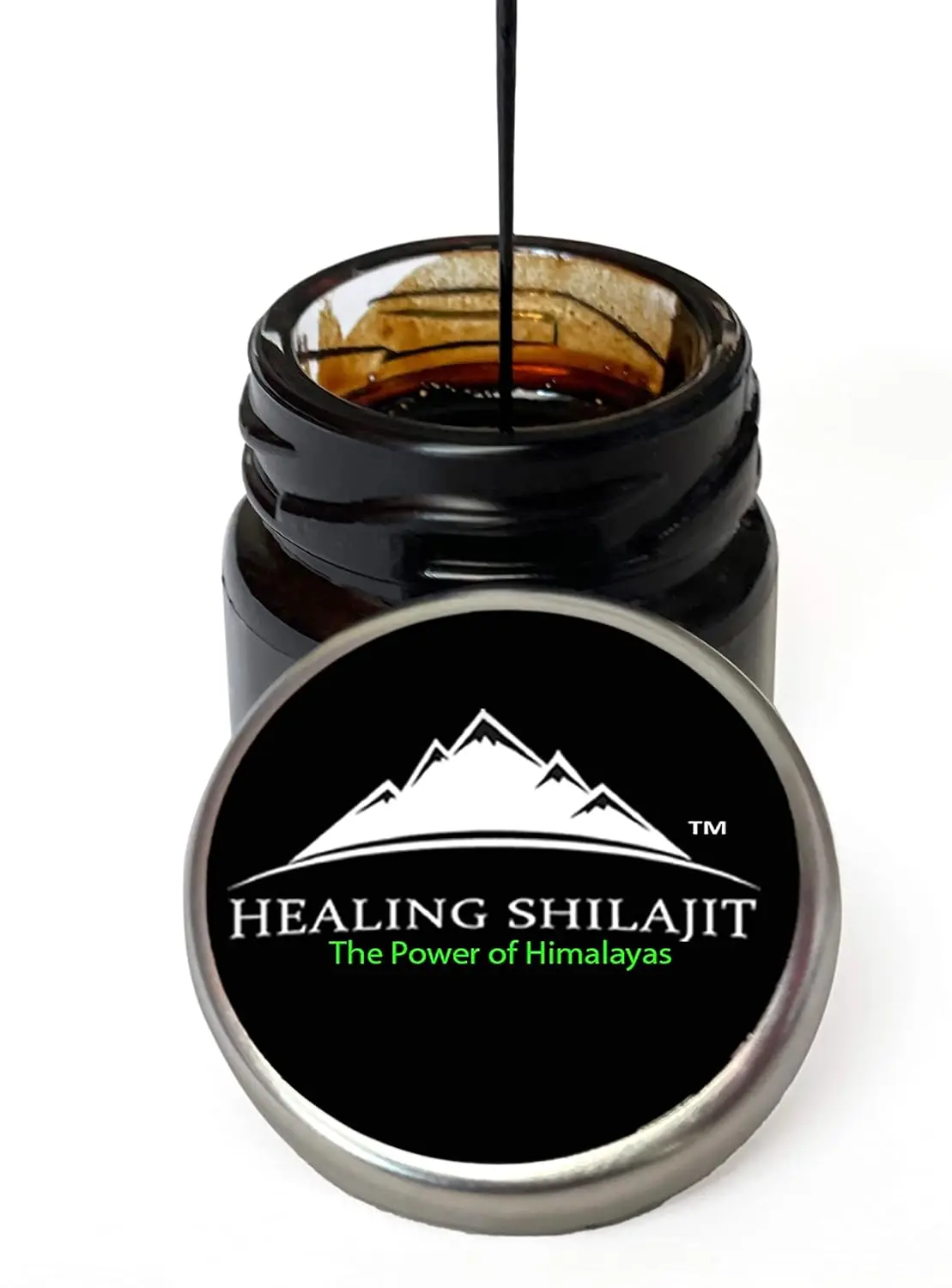 A 30-gram package of pure Himalayan Shilajit, known for its bitter taste and distinctive smell, sourced directly from Gilgit Baltistan Siachen in the Himalayas.