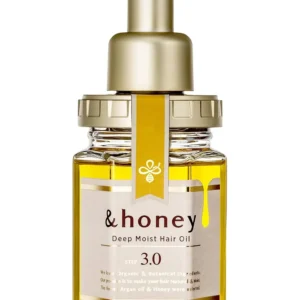 &Honey Deep Moist Hair Oil featuring 100% organic Moroccan oil and Bulgarian Damask Rose Honey delivers revolutionary 14% moisture for deep hydration.