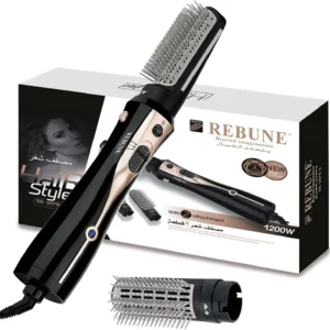 This 3-in-1 hot air brush dries, curls, and straightens hair with ceramic coating and ion technology for less damage, frizz reduction, and shiny, smooth results.