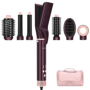 The 7-in-1 MaxAIR 2.0 hot air styler set in Jasper Plum straightens, curls, volumizes, smooths, and dries hair with salon-quality results.