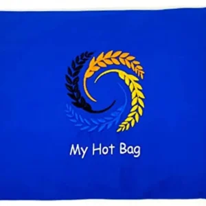 Blue microwavable My Hot Bag provides natural pain relief for body aches, menstrual cramps, and muscle soreness, offering both heat and cold therapy.