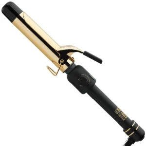 Hot Tools Professional 24K Gold digital curling iron with a 1-1/4 inch barrel, made in China.