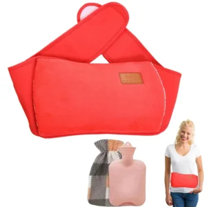 This hot water bottle with a soft cover and waist belt provides long-lasting warmth and leak-proof relief for neck and back pain at home or on the go.