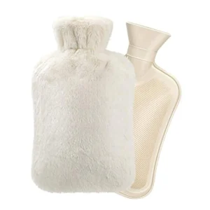 A large 2L rubber hot water bottle with a soft, plush cover for adults, providing therapeutic heat for pain relief and warmth.