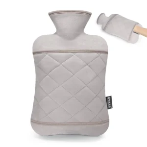This 1.8L hot water bottle provides soothing pain relief and heat therapy for sore muscles and joints, made of odorless and recyclable thermoplastic material.