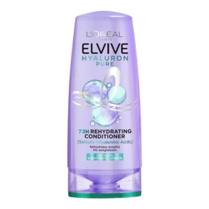 L'Oréal Elvive Hyaluron Pure conditioner rehydrates hair for 72 hours, purifying oily scalps and hydrating dry lengths with hyaluronic acid.