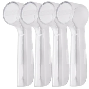 Four iBrush electric toothbrush head covers compatible with Oral-B toothbrushes protect your brush from dust and dirt, keeping it clean and hygienic at home or while traveling.