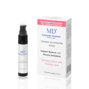MD Intimate Restore is a vaginal moisturizer serum to rejuvenate the feminine area, improve skin appearance, sensation, and sensitivity.