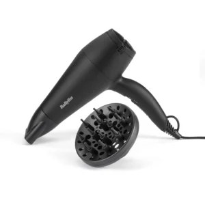BaByliss 2000W ionic hair dryer for fast and efficient drying with frizz control and concentrator nozzle for precision styling.