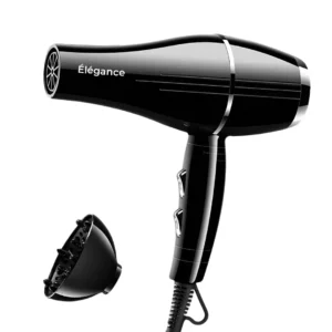This professional 2000W ionic hair dryer includes a diffuser, concentrator nozzles, and styling brush for fast drying, frizz control, and adding volume to all hair types.