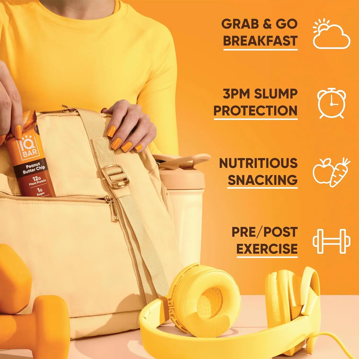 A box of 36 IQBAR Peanut Butter Chip keto protein bars, a low carb and vegan snack with 12g plant protein, designed for energy and focus.