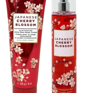Full size 8oz Bath & Body Works Japanese Cherry Blossom fragrance mist and ultra shea body cream set.