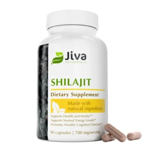 Jiva Botanicals shilajit capsules contain 700mg of pure shilajit extract, providing fulvic acid and trace minerals to support general wellness and a balanced lifestyle.