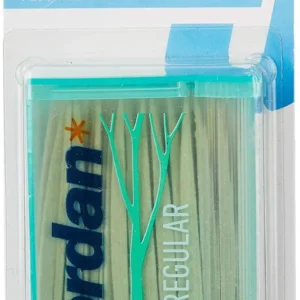Jordan dental sticks made from Nordic birch wood with fluoride mint flavor for improved cleaning.