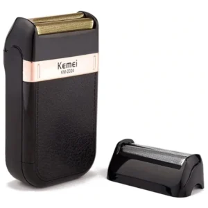 The KEMEI foil shaver for men is a cordless, rechargeable electric razor featuring a dual blade system and a waterproof design, perfect for grooming.