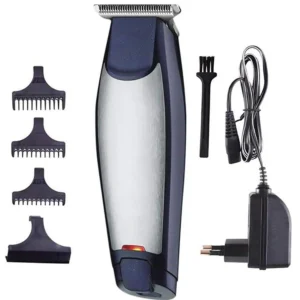The Kemei 3-in-1 rechargeable trimmer and clipper features a charging lamp, dual USB and adapter charging options, and includes three length limit combs for versatile grooming.