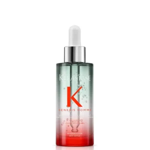 Kérastase Genesis Homme serum strengthens scalp, reduces hair fall in men, and promotes healthy-looking hair.