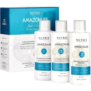 This keratin hair treatment system smooths and softens dry, over-processed hair for a polished, silky finish with lasting shine and frizz control.