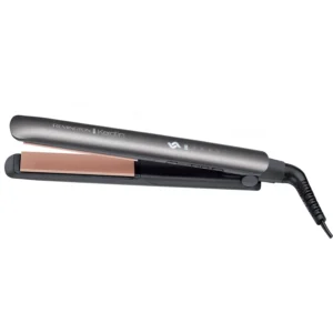 Remington Keratin Protect straightener with ceramic coated plates infused with keratin and almond oil for smooth, shiny, healthy looking hair.
